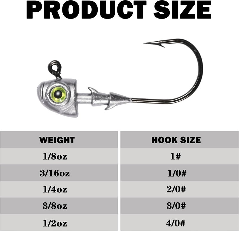 FISHCORNER Swimbait Jig Heads Fishing Jigs Swim Bait Jighead with Two Bait Keepers and 3D Eyes 1/8 3/16 1/4 3/8 1/2oz Jigheads Freshwater Saltwater Fishing - Image 4